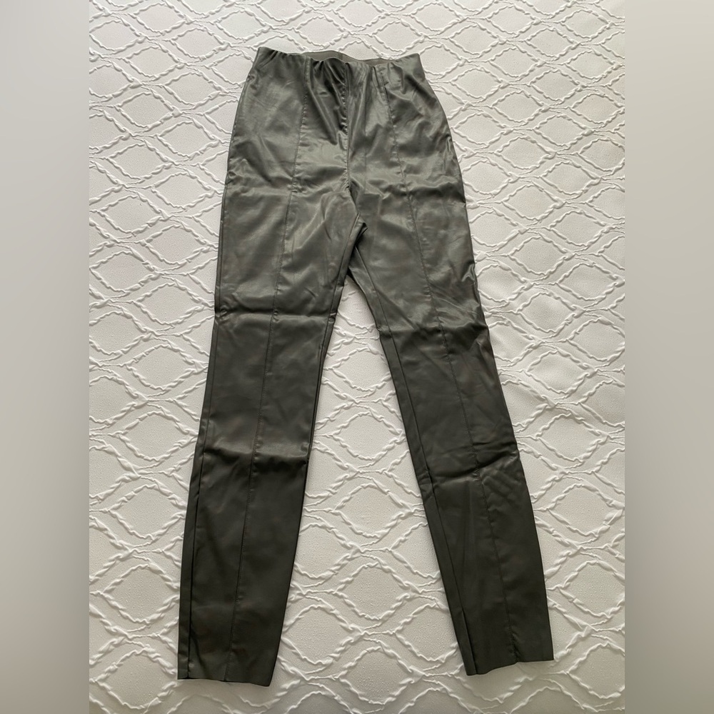 H&M - NWT! Grey High Waisted Faux Leather Fleece Lined Leggings